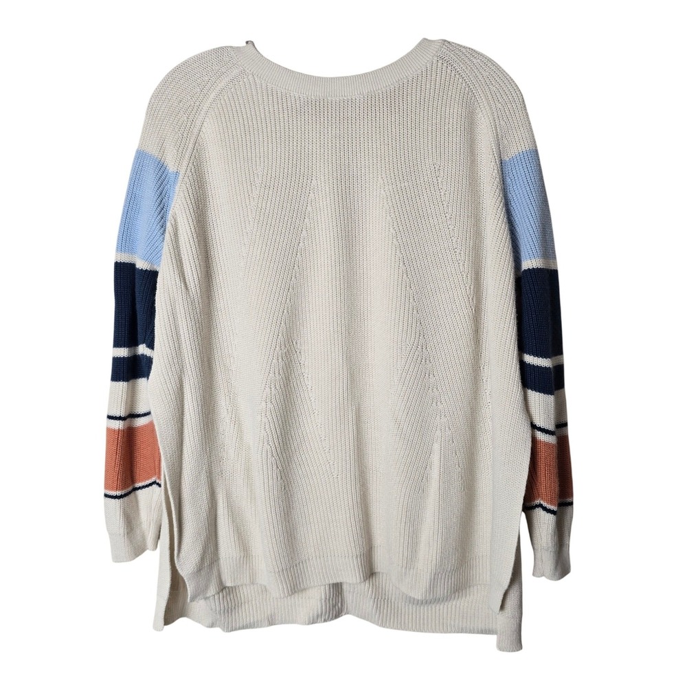 MERSEA Cardigan Sweater One Size OS Cream Colorblock Striped Sleeve Reversible